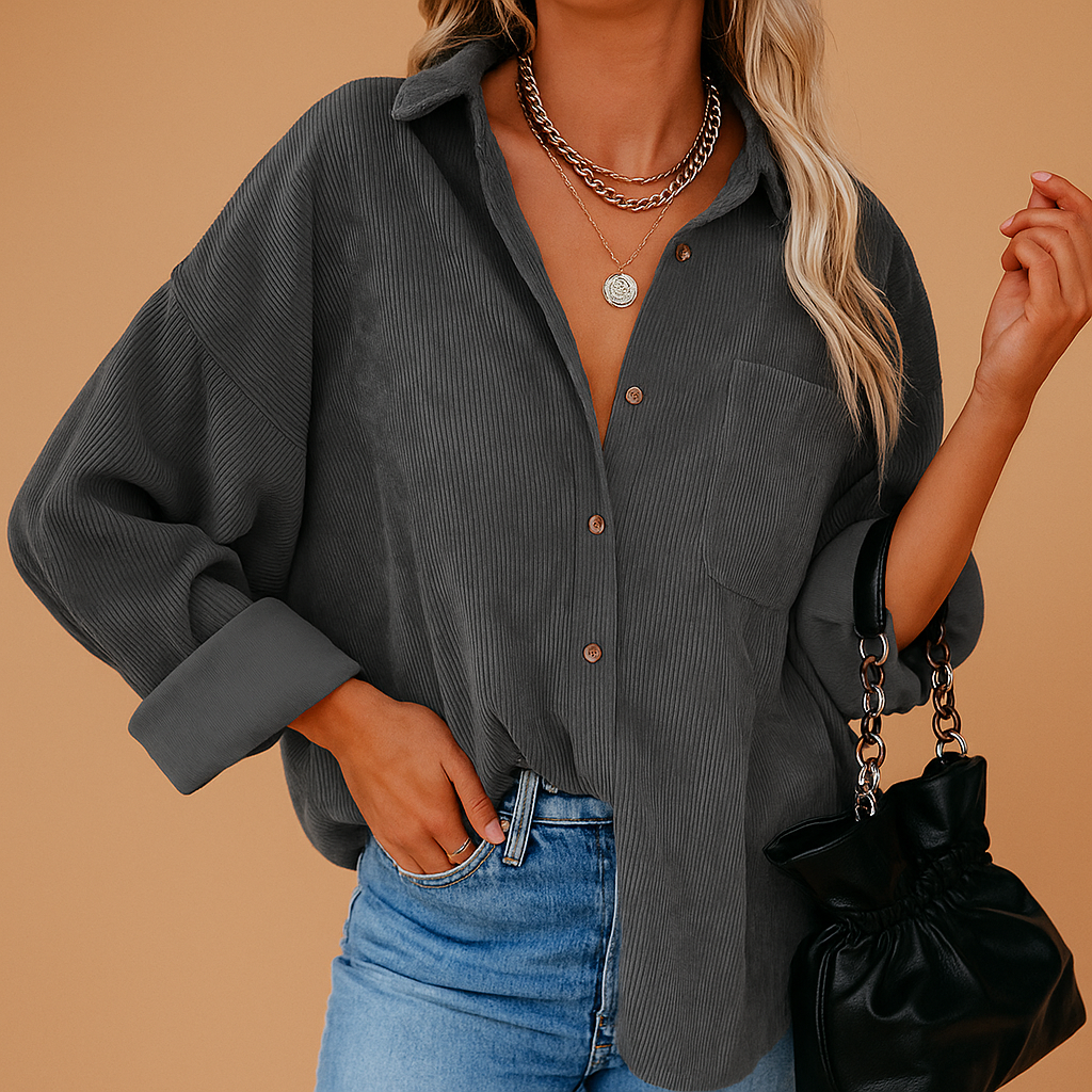 Veste femme Nynke en velours côtelé tricoté – Style polyvalent toutes saisons