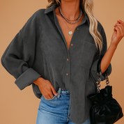 Veste femme Nynke en velours côtelé tricoté – Style polyvalent toutes saisons