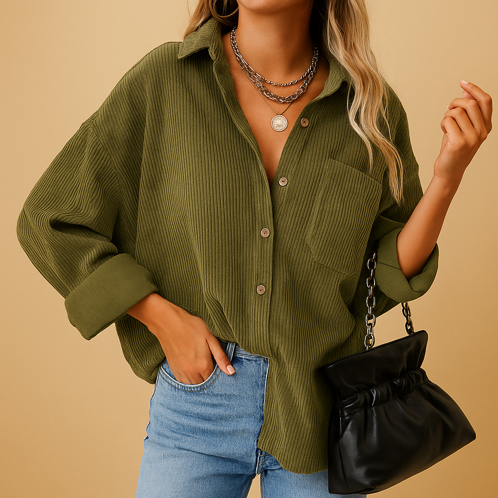 Veste femme Nynke en velours côtelé tricoté – Style polyvalent toutes saisons