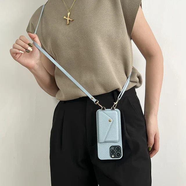 Étui téléphone femme en cuir – pochette crossbody avec porte-cartes & bandoulière amovible