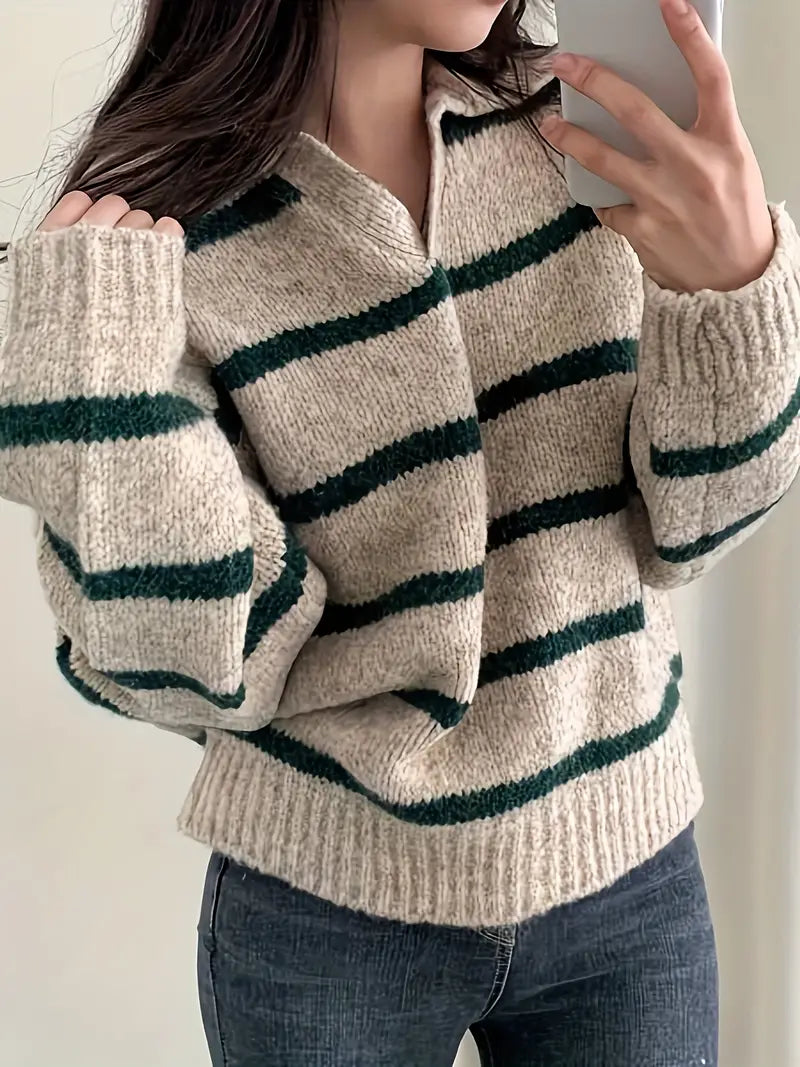 Pull femme Sofie en maille — col V & coupe ample décontractée