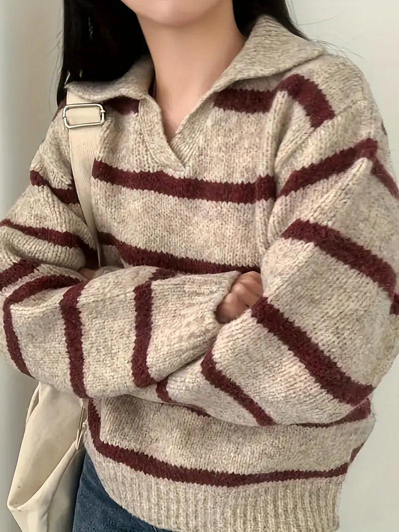 Pull femme Sofie en maille — col V & coupe ample décontractée