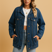 Veste d’hiver en jean femme Lieke – Chaude avec boutons et coupe tendance