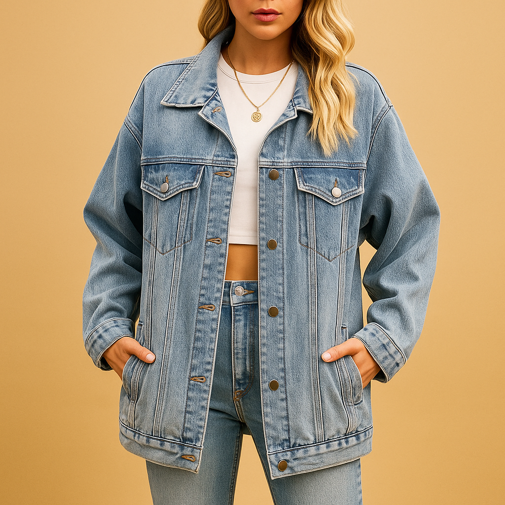 Veste d’hiver en jean femme Lieke – Chaude avec boutons et coupe tendance