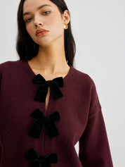 pull automne femme LUCILLE – maille douce, nœud velours & manches lanternes tendance