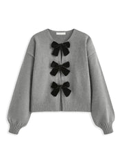 pull automne femme LUCILLE – maille douce, nœud velours & manches lanternes tendance