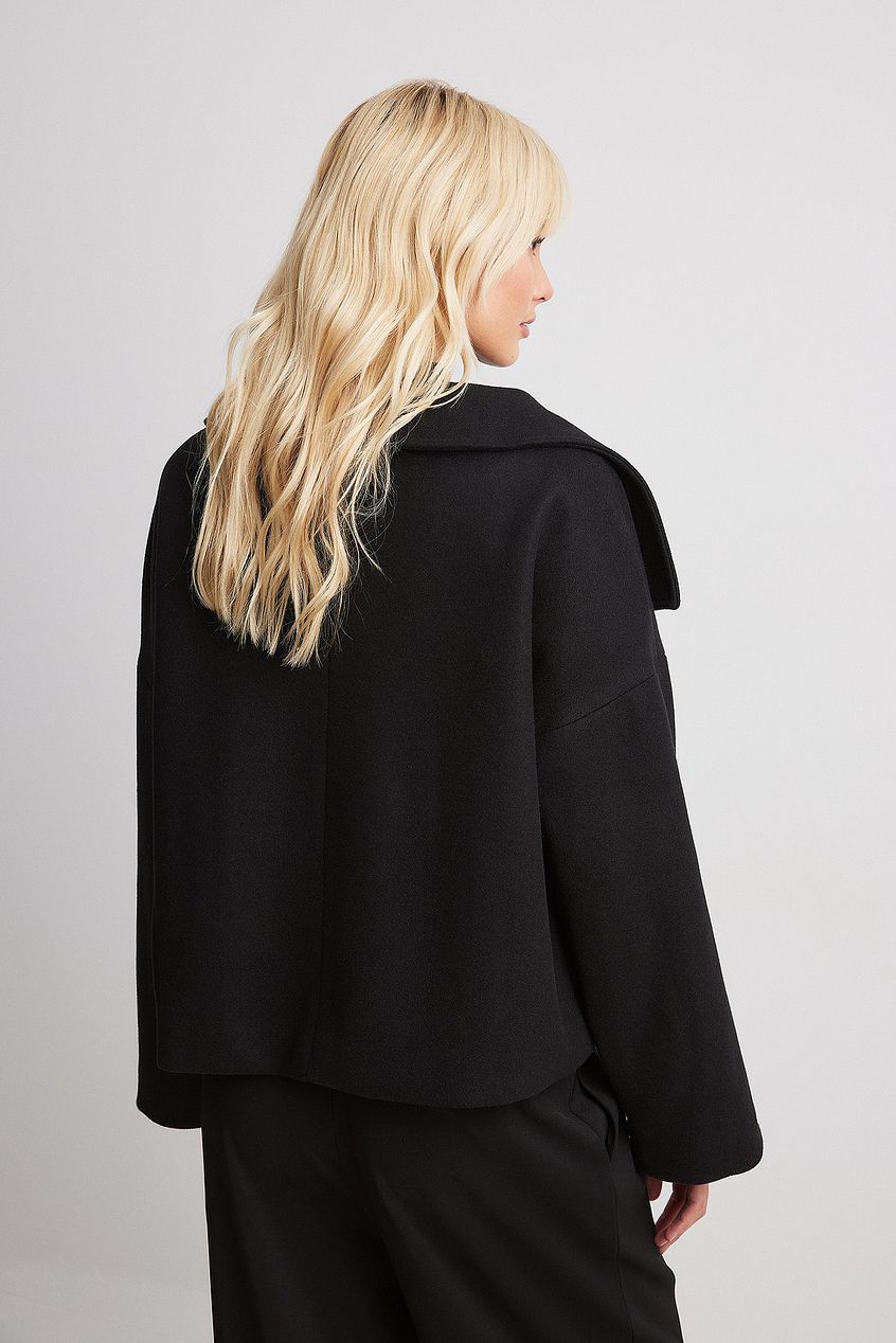 Veste courte oversize Elise — manteau double-boutonnage en laine fashion