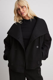 Veste courte oversize Elise — manteau double-boutonnage en laine fashion