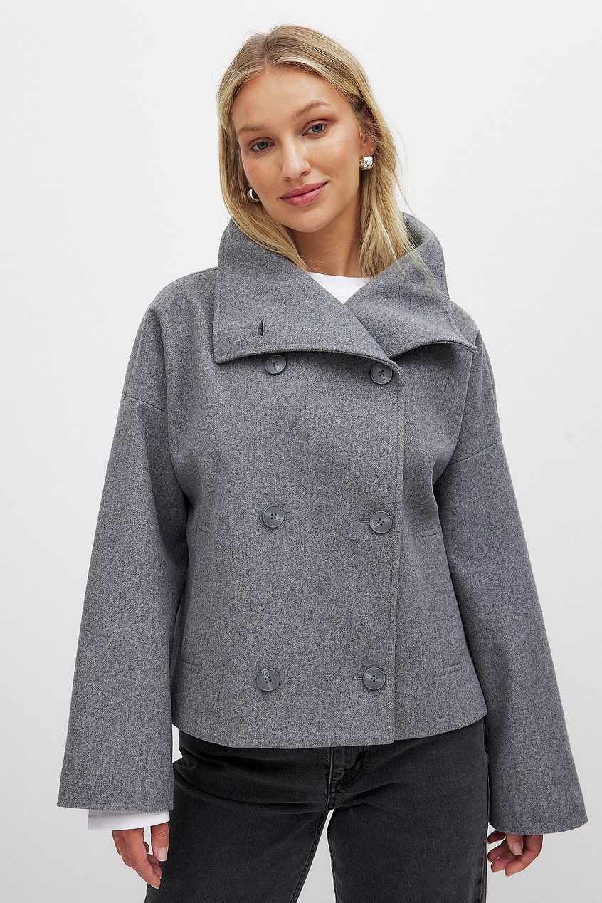 Veste courte oversize Elise — manteau double-boutonnage en laine fashion