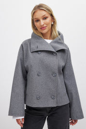 Veste courte oversize Elise — manteau double-boutonnage en laine fashion
