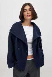 Veste courte oversize Elise — manteau double-boutonnage en laine fashion