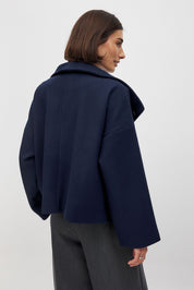 Veste courte oversize Elise — manteau double-boutonnage en laine fashion