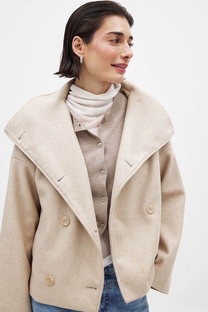Veste courte oversize Elise — manteau double-boutonnage en laine fashion