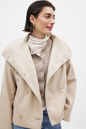 Veste courte oversize Elise — manteau double-boutonnage en laine fashion