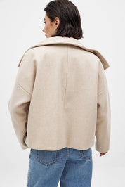 Veste courte oversize Elise — manteau double-boutonnage en laine fashion
