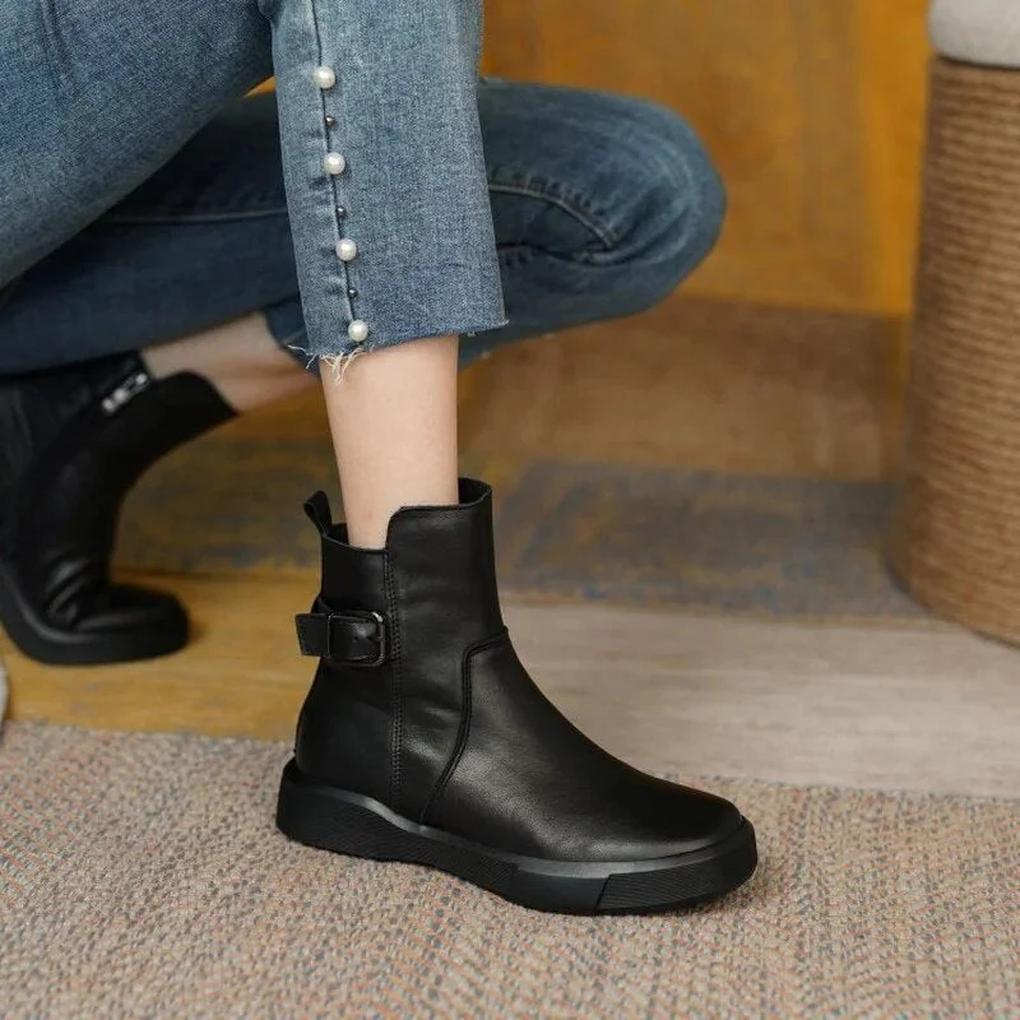 Bottines vintage femme — à talon bloc bas & bout rond rétro