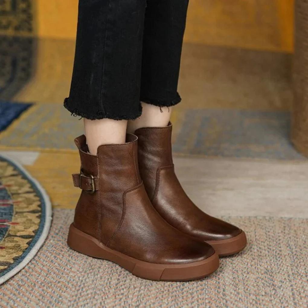 Bottines vintage femme — à talon bloc bas & bout rond rétro