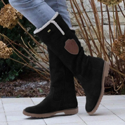 Bottes hautes femme hiver – style daim avec doublure polaire & semelle crantée
