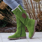 Bottes hautes femme hiver – style daim avec doublure polaire & semelle crantée