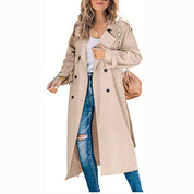 Trench-coat long femme – coupe cintrée & design intemporel mi-saison