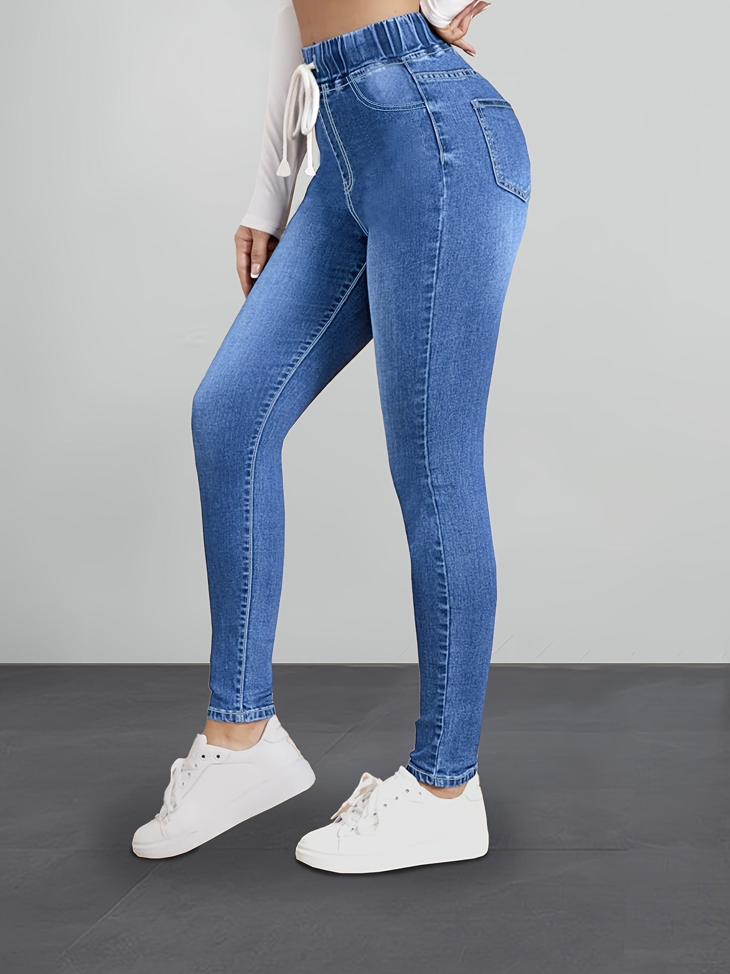 Jegging stretch denim slim fit — taille élastique & aspect jean