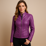 Veste en cuir femme Lotte – Élégance intemporelle avec zip et col chic