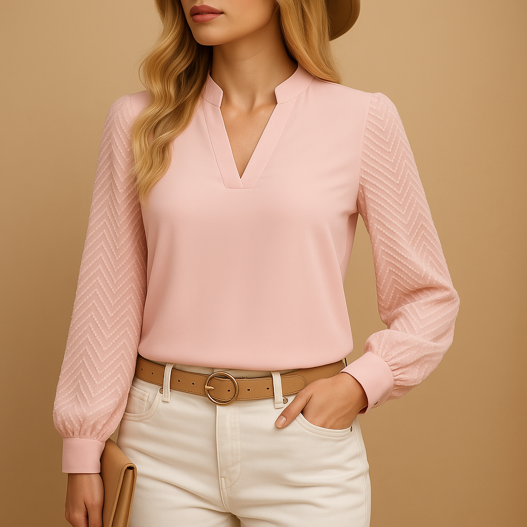 Top NoaNoa femme – élégant col V fluide & coupe flatteuse polyvalente