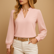 Top NoaNoa femme – élégant col V fluide & coupe flatteuse polyvalente