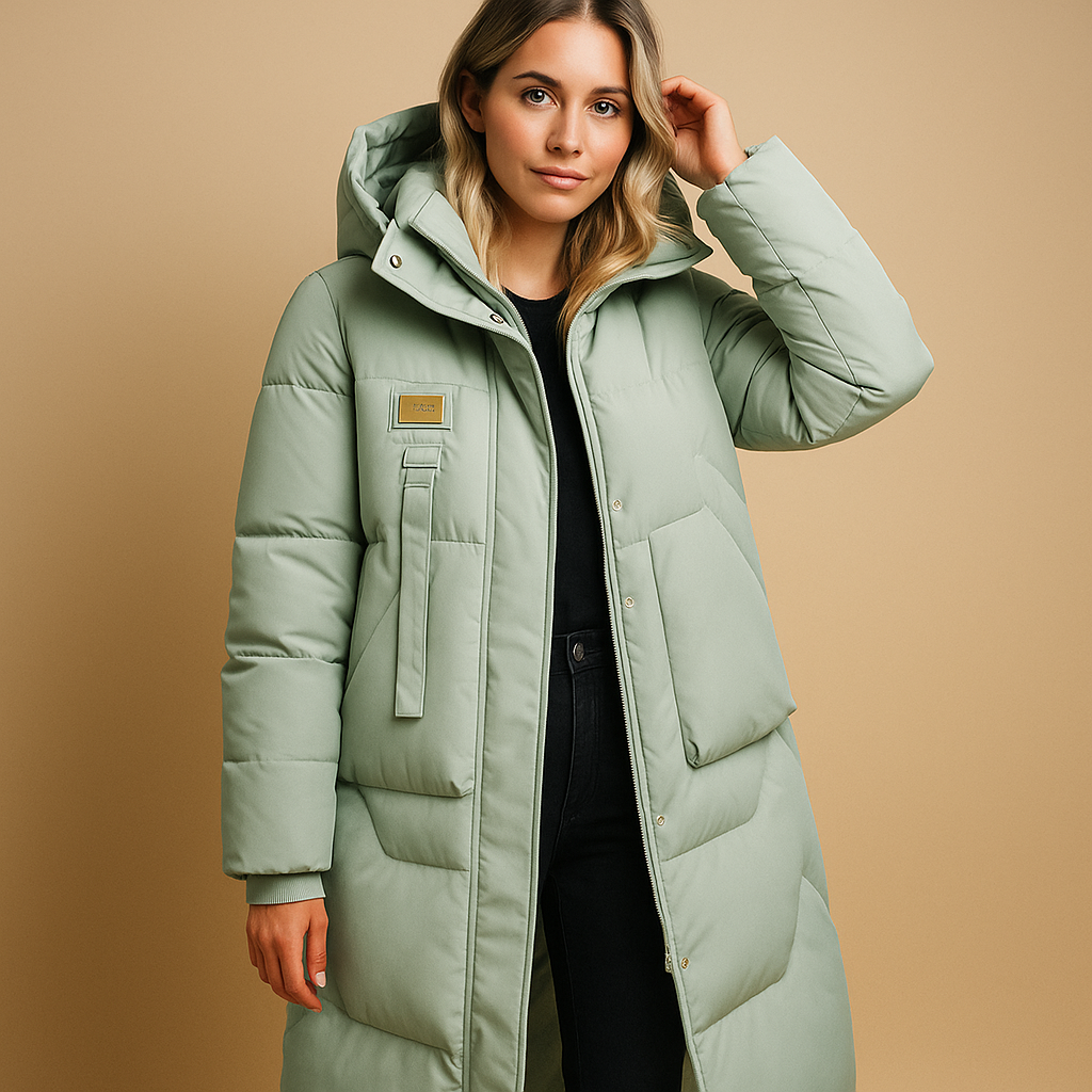 Manteau d’hiver femme Lianne – Long et chaud avec coupe cintrée et poches