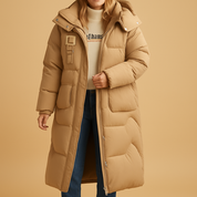 Manteau d’hiver femme Lianne – Long et chaud avec coupe cintrée et poches