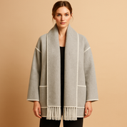 Manteau d’hiver femme Amara – Long élégant avec ceinture et écharpe assortie