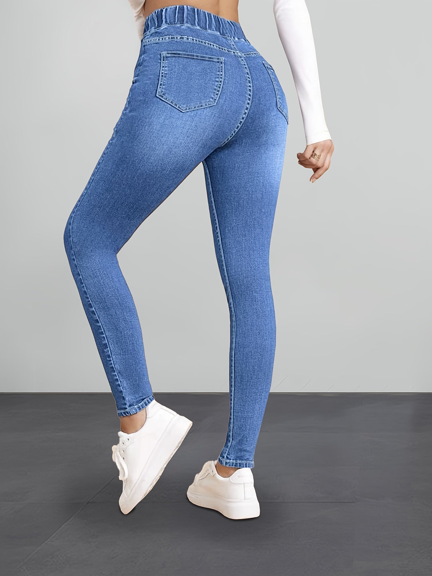 Jegging stretch denim slim fit — taille élastique & aspect jean