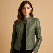 Veste biker femme Mila en simili cuir – Détails argentés modernes