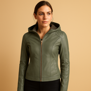 Veste femme en simili cuir avec capuche amovible – Jasmijn