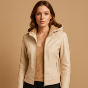 Veste femme en simili cuir avec capuche amovible – Jasmijn