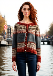 Cardigan femme en laine grise – Tricot norvégien chaud au style scandinave