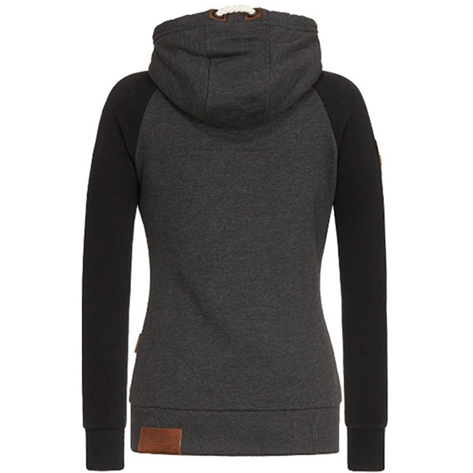 Hoodie femme sportive – sweat zippé chaud avec capuche & doublure polaire