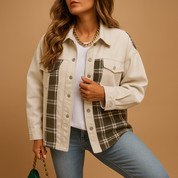 Veste femme Linde à carreaux – coupe décontractée denim look