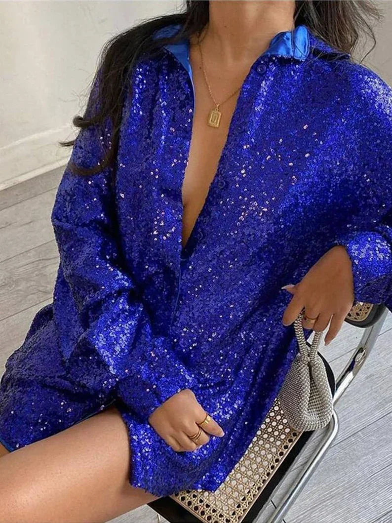 Blouse Femme GlitteryDress – Oversize Brillante & Tendance Confortable