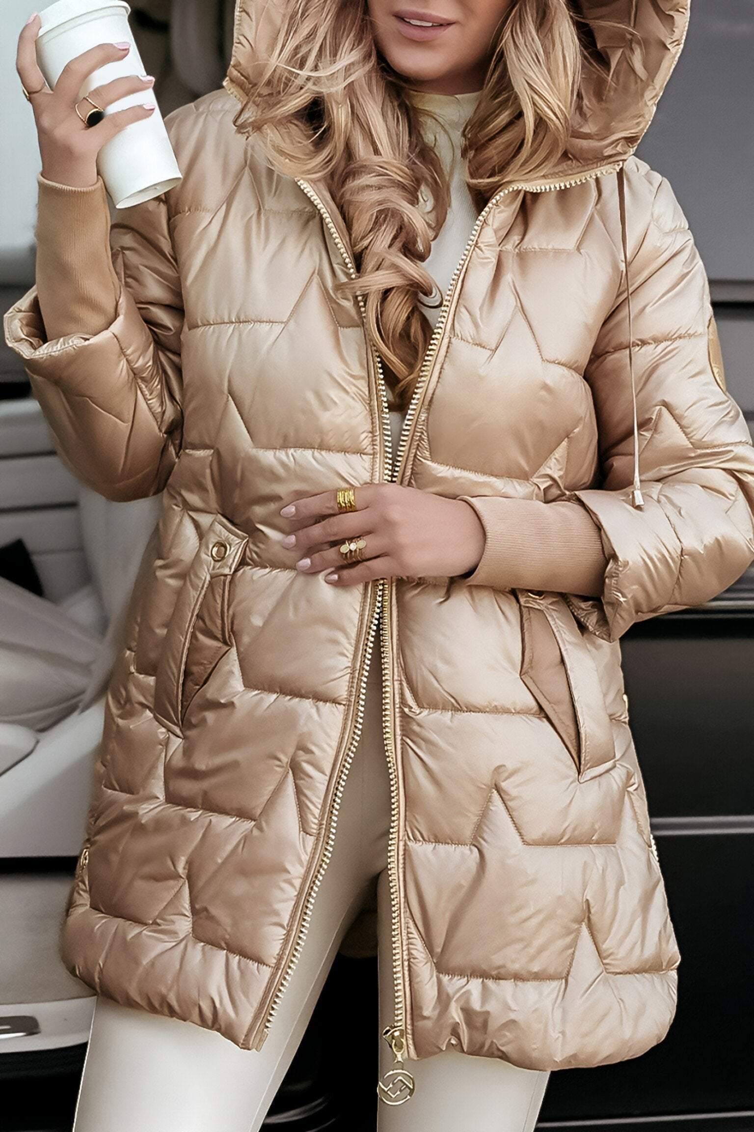 Veste femme à capuche Astrid – manteau coton chaud au style automnal chic