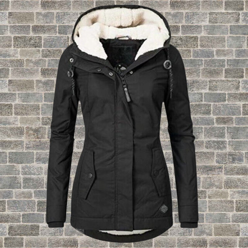 Manteau femme hiver Anne – manteau chaud avec capuche & tissu déperlant