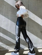 Pantalon Femme SJUUL – Faux Cuir Noir Taille Haute Skinny Fit