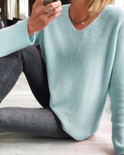 Pull femme Jacobs – pull uni en coton doux à col V & coupe décontractée