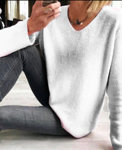 Pull femme Jacobs – pull uni en coton doux à col V & coupe décontractée