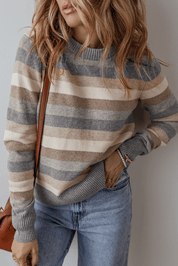 pull femme JOSIE – maille colorée à rayures tendance & coupe confortable