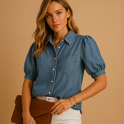 Chemise Hannah femme – blouse en denim classique cintrée à boutons
