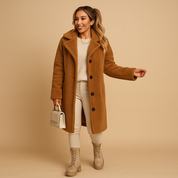 Manteau long femme Nienke en teddy beige – Doux, chaud et élégant