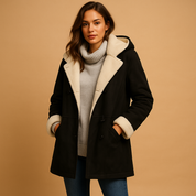 Manteau long Evelien à capuche femme – chaleur hivernale & couleurs tendances
