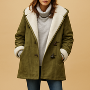 Manteau long Evelien à capuche femme – chaleur hivernale & couleurs tendances