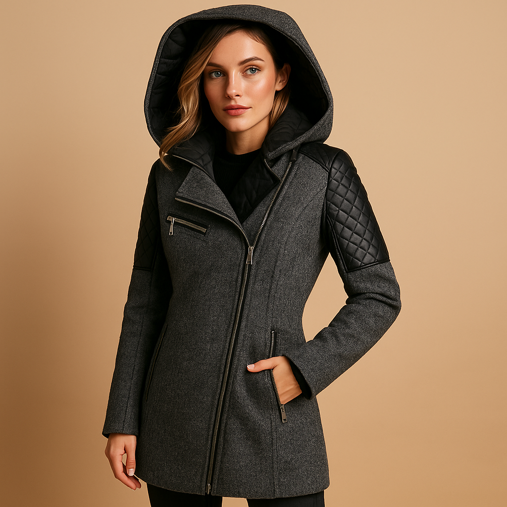 Manteau long d’hiver femme Lotte – Chaud avec capuche et coupe moderne